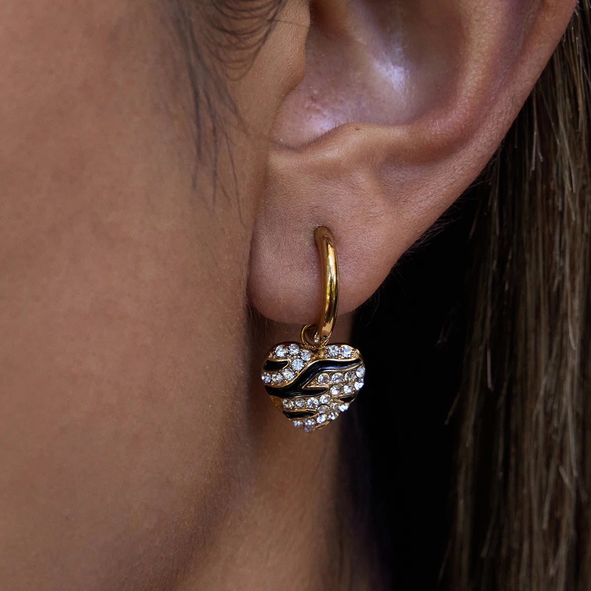 Boucles d’oreilles “Cœur Tigré” | Collection Cœur Tigré